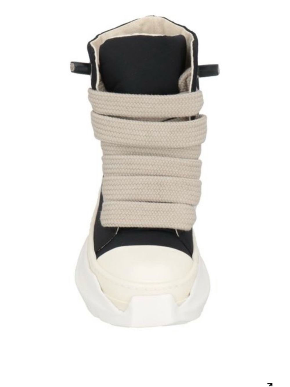 Rick Owens Black High-Top Sneaker with Cream Wrap Laces
